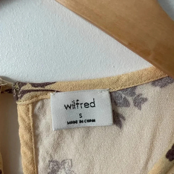 Aritzia Wilfred Lambrusco Tiered Mini Dress Floral Woodblock Print Yellow Small - Picture 10 of 12